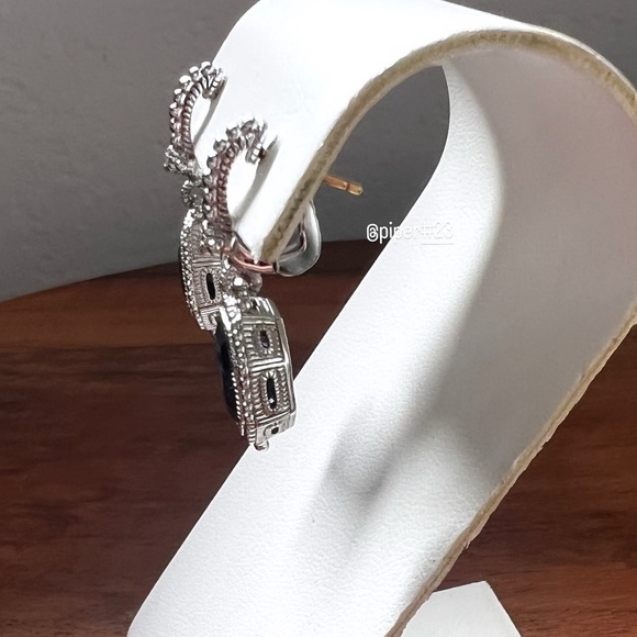 NWOT Judith Ripka JR TWO Estate Syn. Blue Sapphire Drop Earrings - Picture 9 of 13